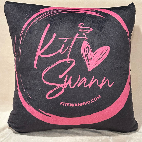 KIT SWANN Large Black Throw Pillow with Circle Signature Logo