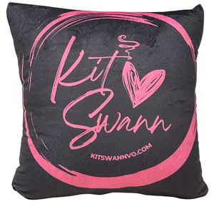 KIT SWANN Large Black Throw Pillow with Circle Signature Logo