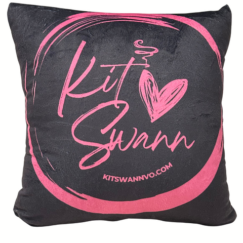 KIT SWANN Large Black Throw Pillow with Circle Signature Logo