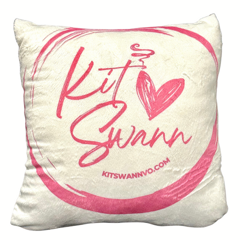 KIT SWANN Small White Throw Pillow with Circle Signature Logo