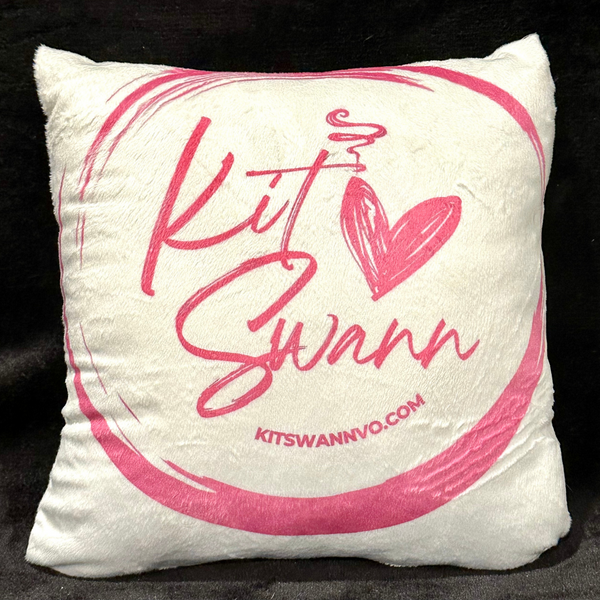 KIT SWANN Small White Throw Pillow with Circle Signature Logo