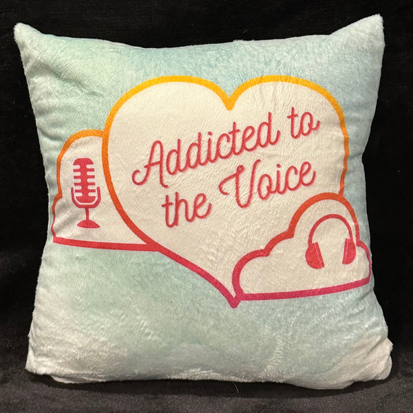 ADDICTED TO THE VOICE Small Throw Pillow with A2V Logo
