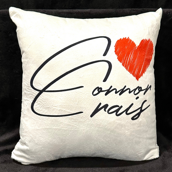 CONNOR CRAIS Large White Throw Pillow with Heart Logo