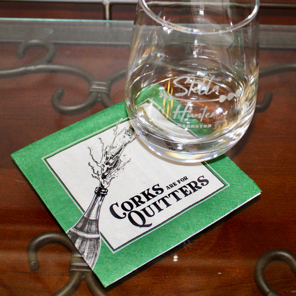 "Corks are for quitters" Cocktail Napkins