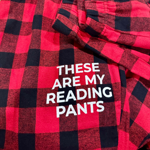 Black and Red Flannel Joggers "These Are My Reading Pants"