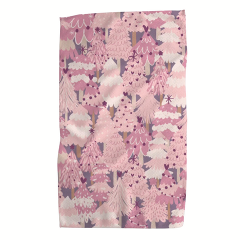 "Pink Trees" Holiday Tea Towel