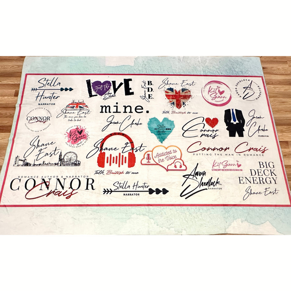 ADDICTED TO THE VOICE Large Blanket with ALL Narrator Logos