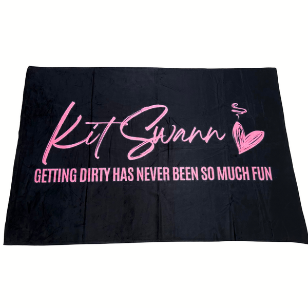 KIT SWANN Black Throw Blanket with Signature Logo