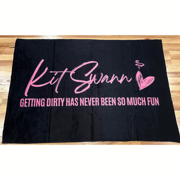 KIT SWANN Black Throw Blanket with Signature Logo