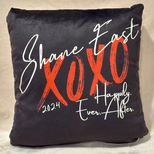 SHANE EAST Small Throw Pillow with New XOXO/HEA Logo