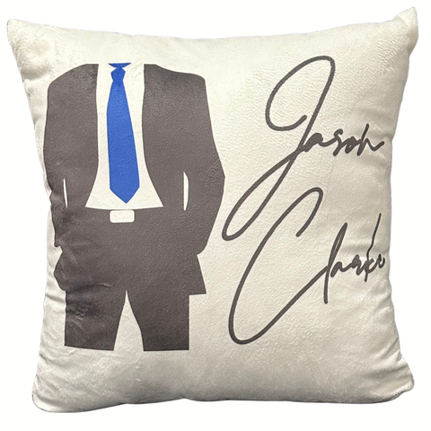 JASON CLARKE Large Throw Pillow with Suit Logo