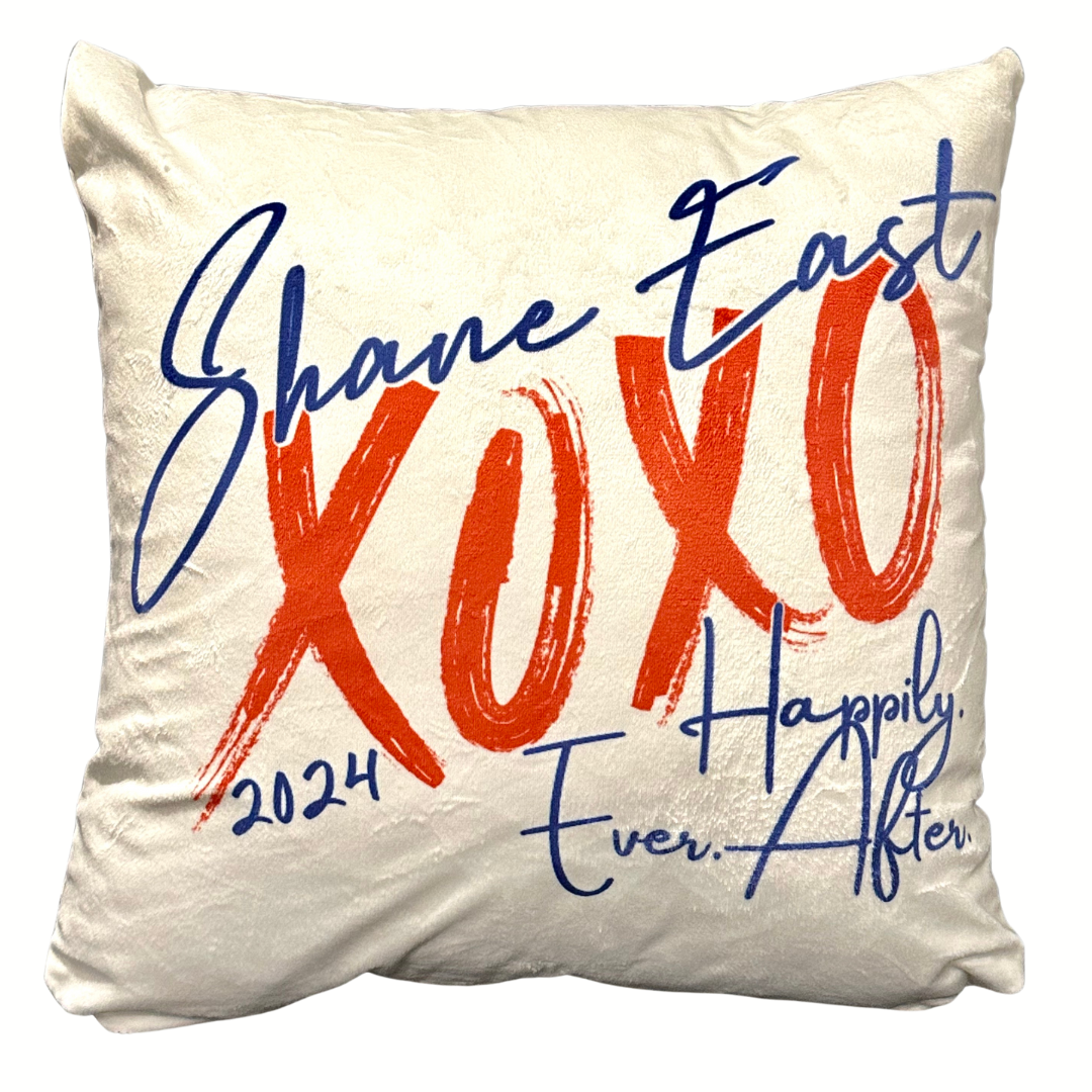 SHANE EAST Small Throw Pillow with New XOXO/HEA Logo