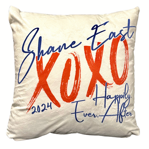 SHANE EAST Large Throw Pillow with New XOXO/HEA Logo