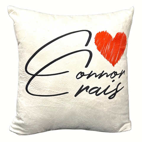 CONNOR CRAIS Large White Throw Pillow with Heart Logo