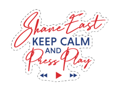 Shane East "Keep Calm and Press Play" Logo Sticker