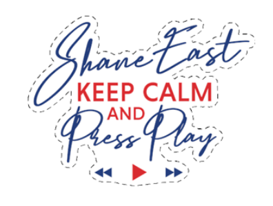 Shane East "Keep Calm and Press Play" Logo Sticker