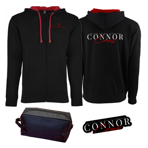 Connor Crais Swag Pack - Full Zip Hoodie, LIMITED EDITION Travel Bag, Logo Sticker